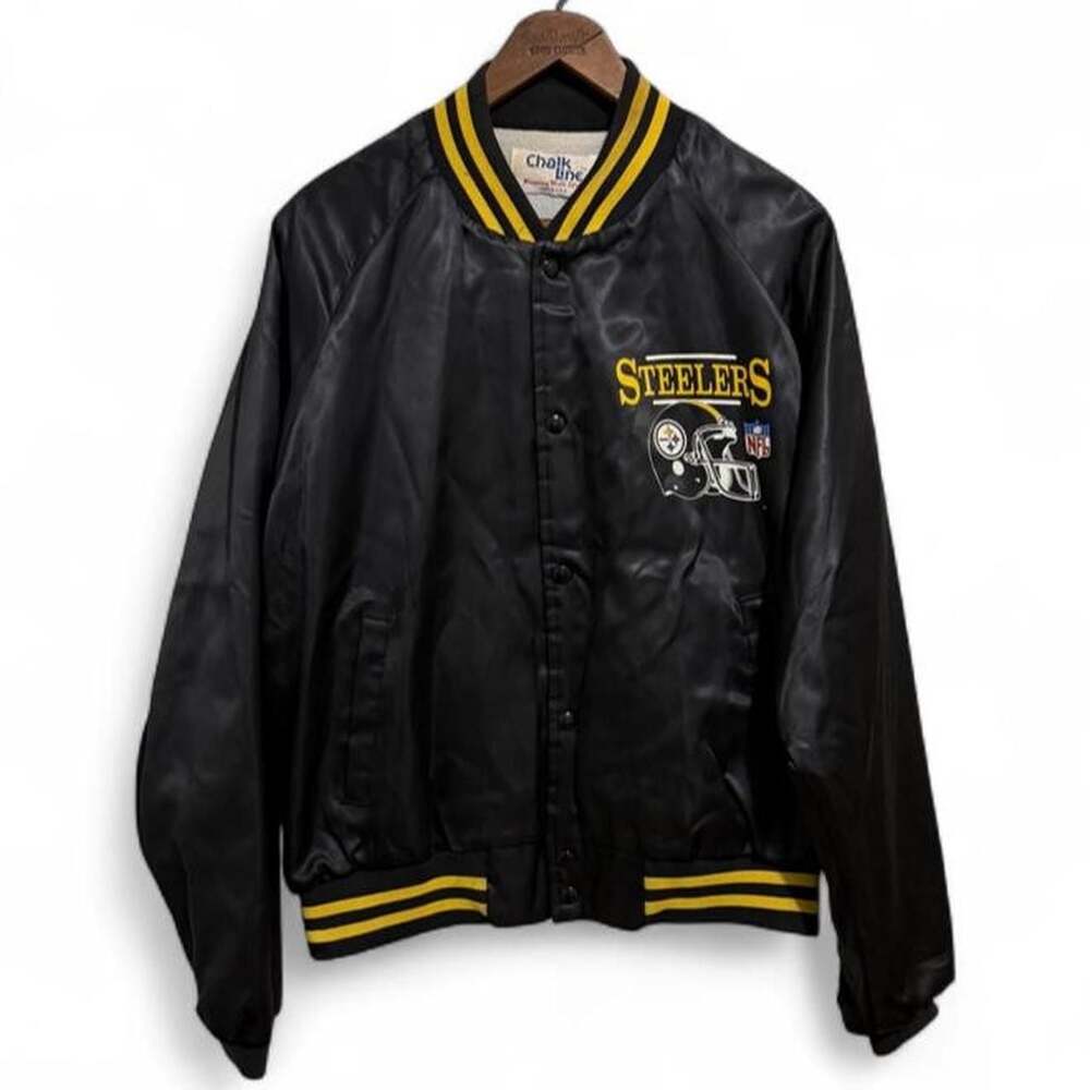 Vintage Chalk Line Pittsburgh Steelers Satin Snap Bomber Jacket Large